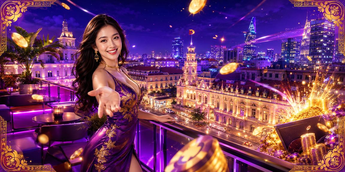 Quảng trường thành phố Hồ Chí Minh về đêm với ánh đèn neon